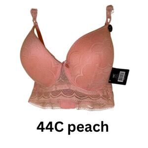 NWT 44C Body Frosting Bra 2X peach sexy lace MSRP $28